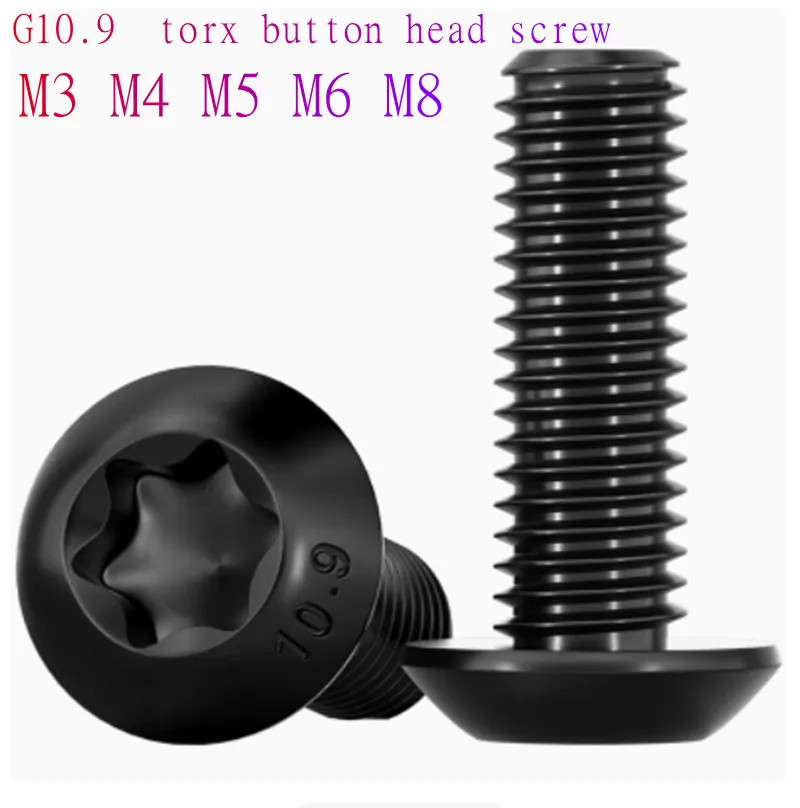 

Черные винты Torx с полукруглой головкой M3 M4 M5 M6 M8 длиной 4 мм ~ 40 мм