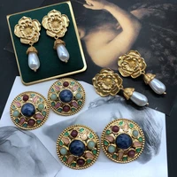colorful flower stud earrings pearls drop pendant brincos jewelry party pendientes