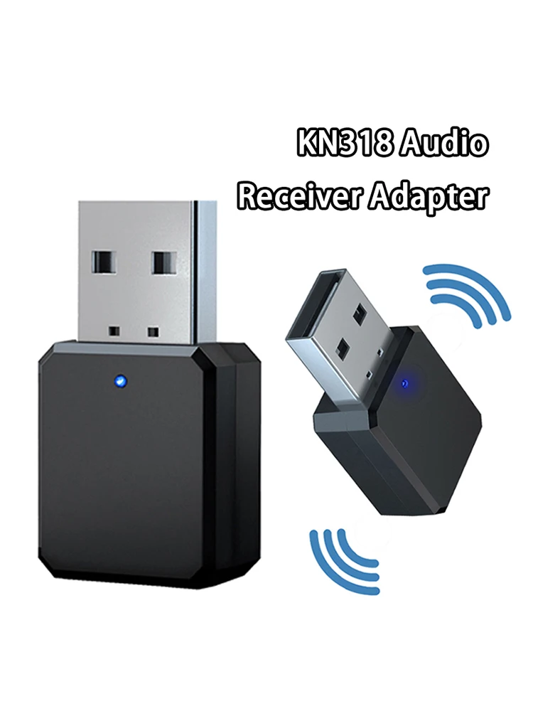 KN318 Bluetooth-compatible 5.1 Audio Receiver Adapter Dual Output AUX USB Stereo Car Hands-free Call Built-in Microphone Adapter