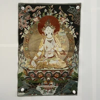 35 thangka embroidery tibetan buddhism silk embroidery brocade nepal seven eyes white tara lotus platform thangka town house