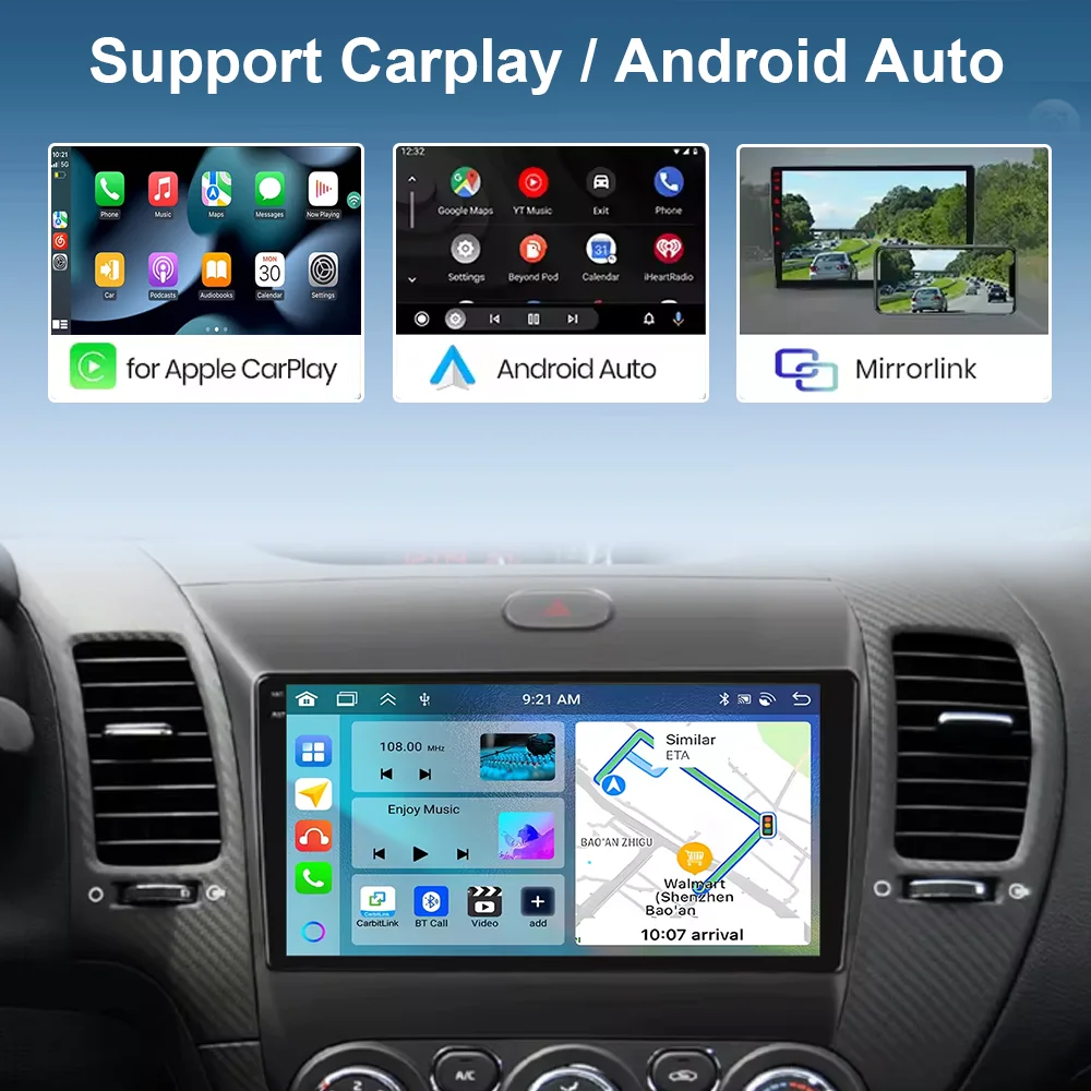 Фото Android15 Carplay Auto для KIA K3 CERATO FORTE 3 YD тюнер 2013 2014 2015 2016 2017 видеоплеер мультимедийное автомобильное радио WIFI + 4G DSP №2