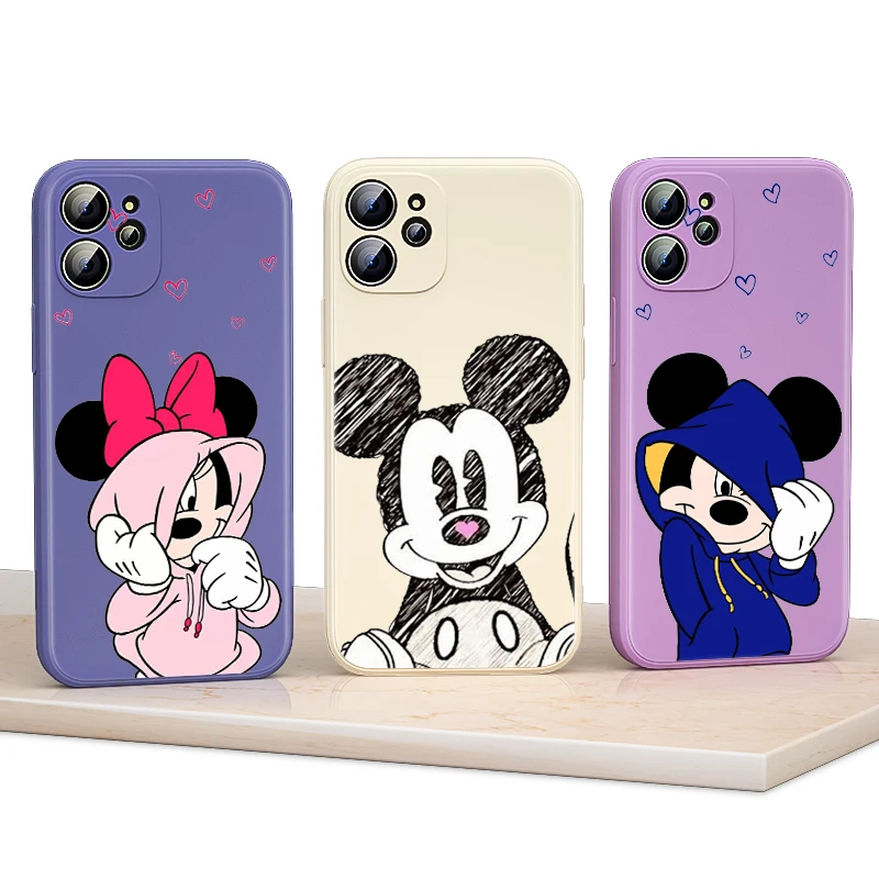 

Mickey Mouse Couples For Apple iPhone 13 12 mini 11 8 7 6 XS XR SE 2020 Pro Max Plus Liquid Silicone Soft Phone Case