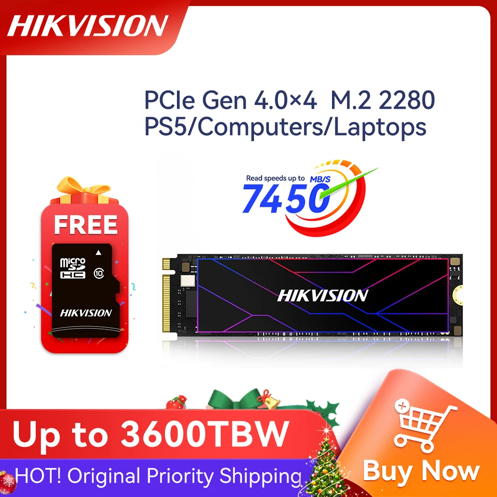 HIKVISION SSD PCIE 4.0 NVME M2 2280 512gb 1tb 7450MB/S Official Hard Disk Drive For Laptop Free Shipping