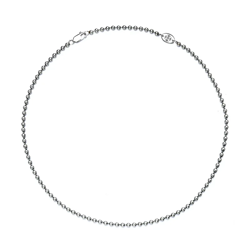 

925 Sterling Silver Thai Silver Retro Fine Round Bead Necklace Too Corner Chain Plus Long Sweater Chain No Pendant Coarse Chain