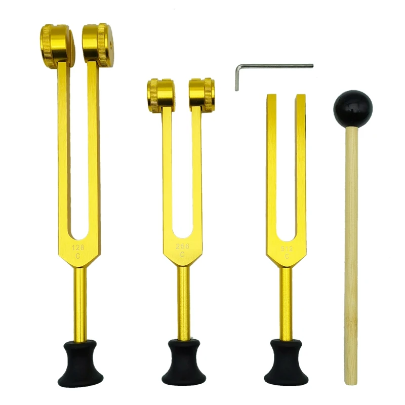 

Dropship-4 Pack Tuning Fork Set(128Hz, 256Hz, 512Hz)With Tuning Fork Hammer For Sound Sound Vibration Tool