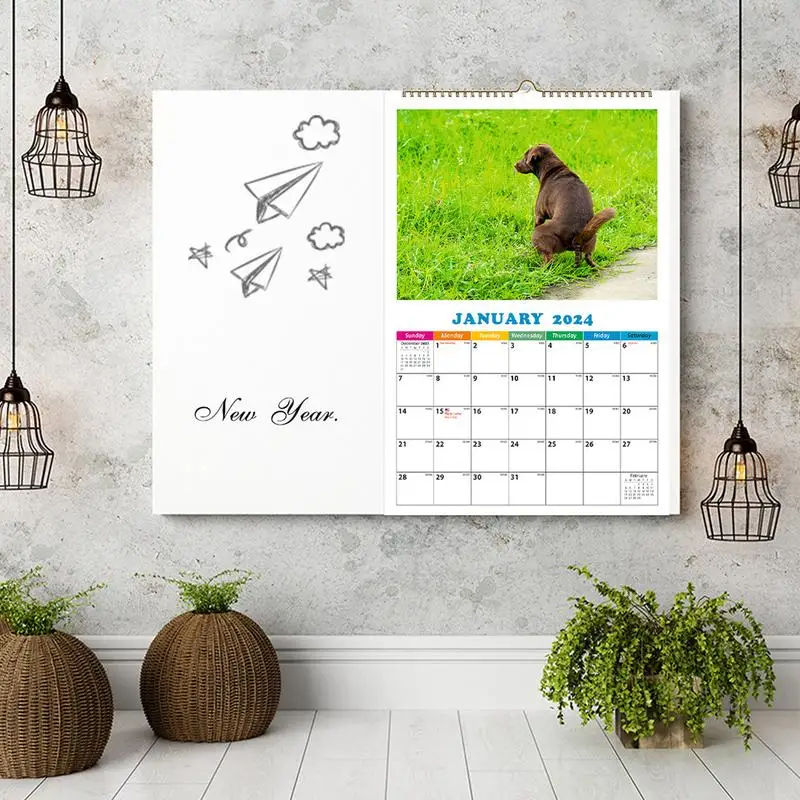 12-месячный настенный календарь-планировщик забавный календарь с собаками