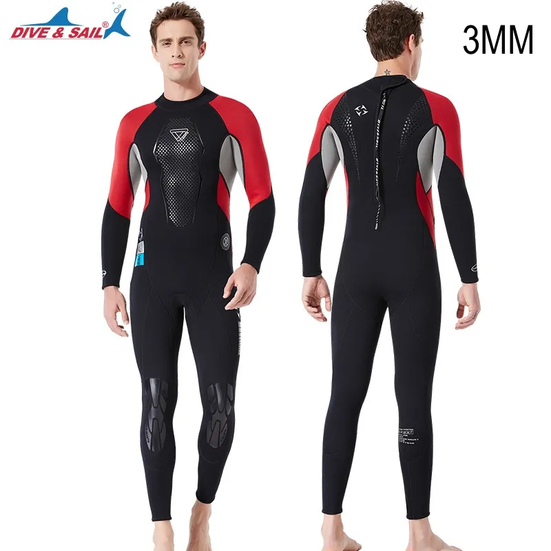 3MM Neoprene Men Keep Warm Spearfishing WetSuit BacK Zipper Scuba Full Body Kayaking Drifting Swim Snorkeling Diving Suits