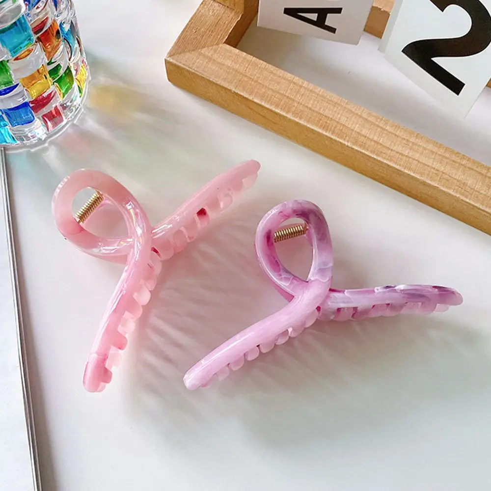 

Jelly Large Shark Grab Clip Gradient Cross Hair Claw Spring Day Hair Wear Women Temperament Hair Accessories