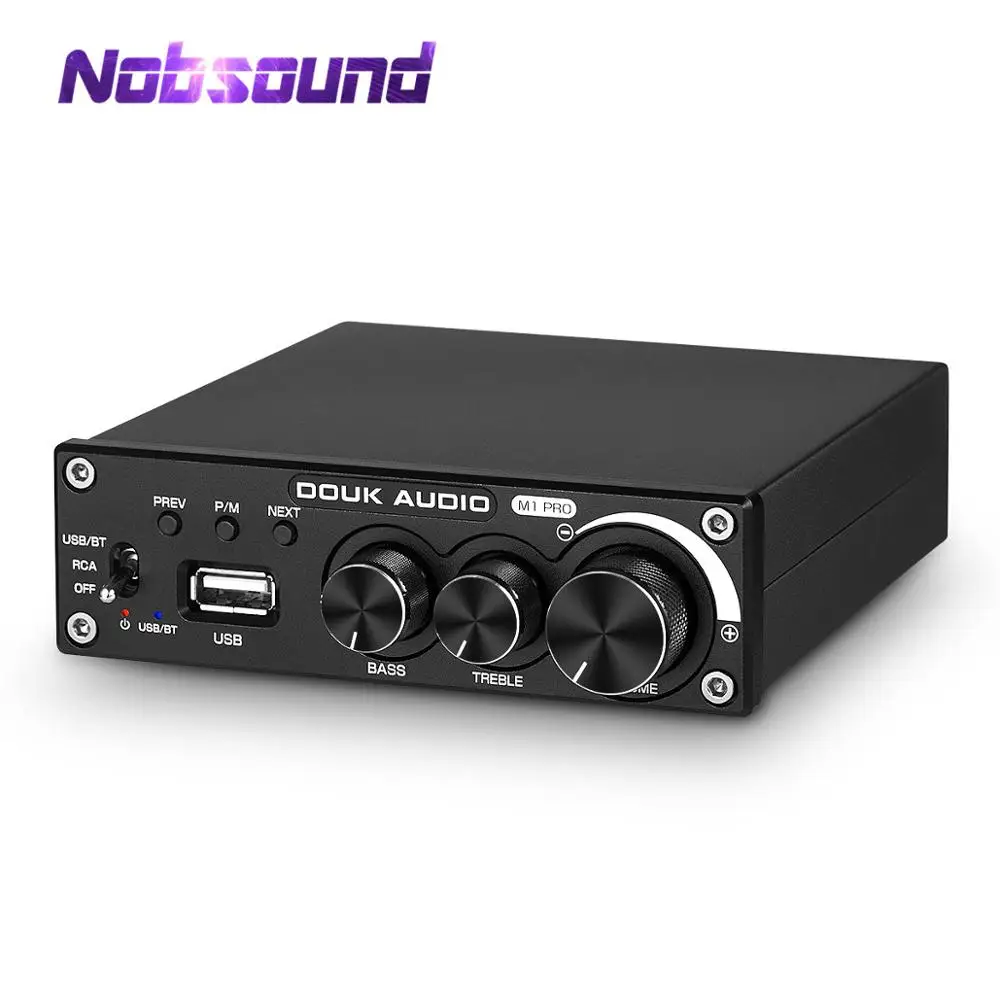 Nobsound Bluetooth 5.0  Power Amplifier 320W Stereo 2.0 Channel Subwoofer Amp Treble Bass Adjust USB Lossless Music Player