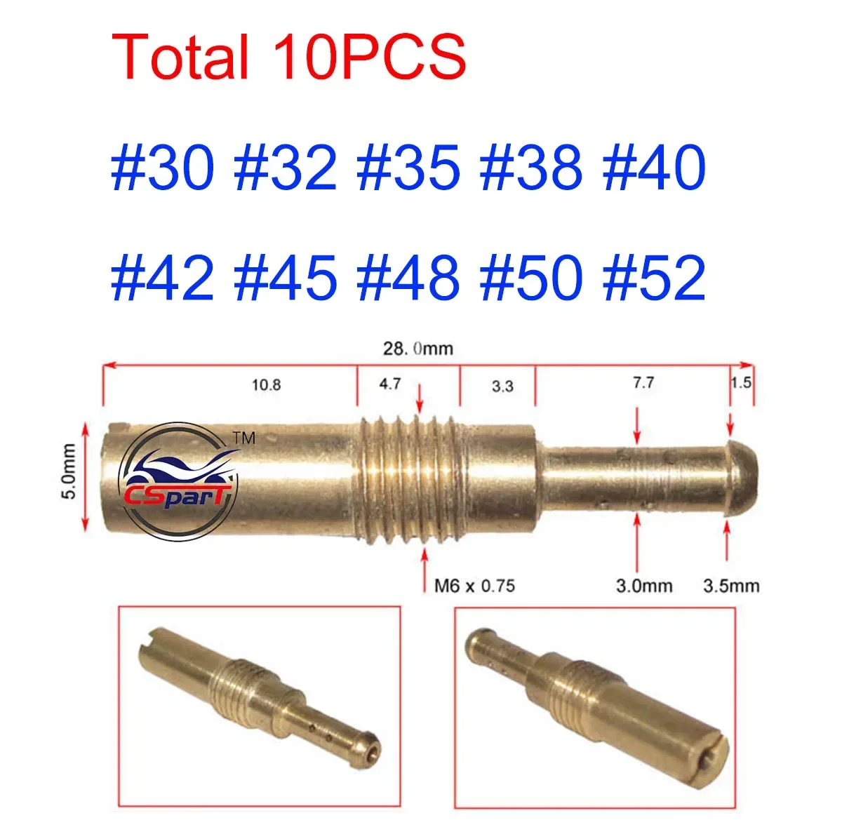 10 шт. в наборе, карбюратор для мотоцикла, основной струйный медленный пилот, струи для PWK PWM Keihin OKO CVK NSR KSR, стандартная Форсунка инжектора
