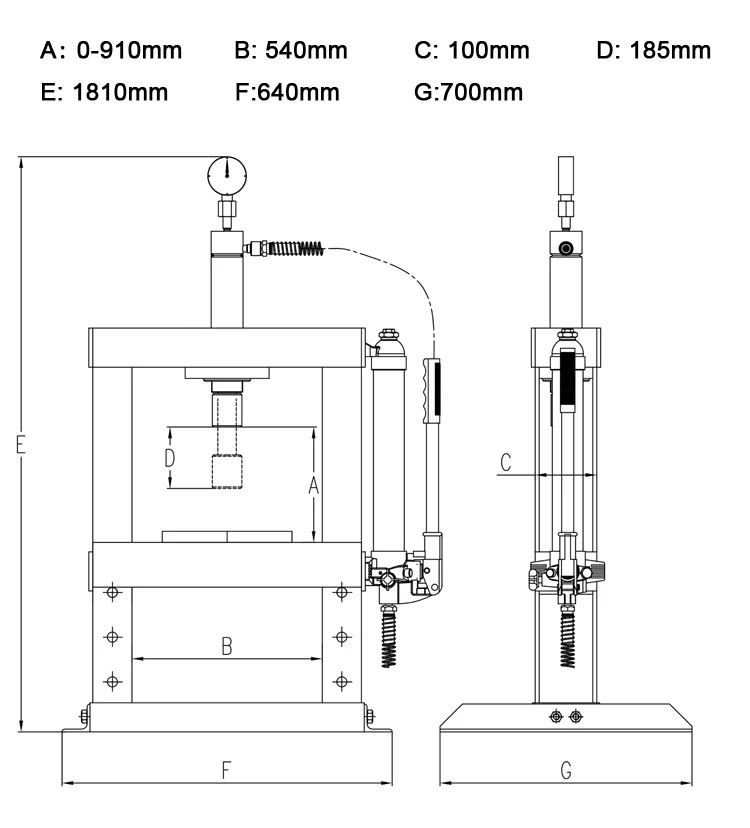 20-тонный пресс с двухстоечной рукой Gague пневматический стол гидравлическим