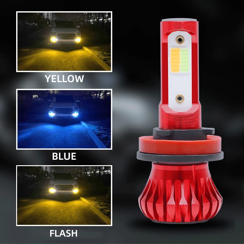 

LED Car Headlight Bulbs (Dual Three-Color Burst Flashing) - H1 H3 55W, Auto Accessories Car Fog Lights