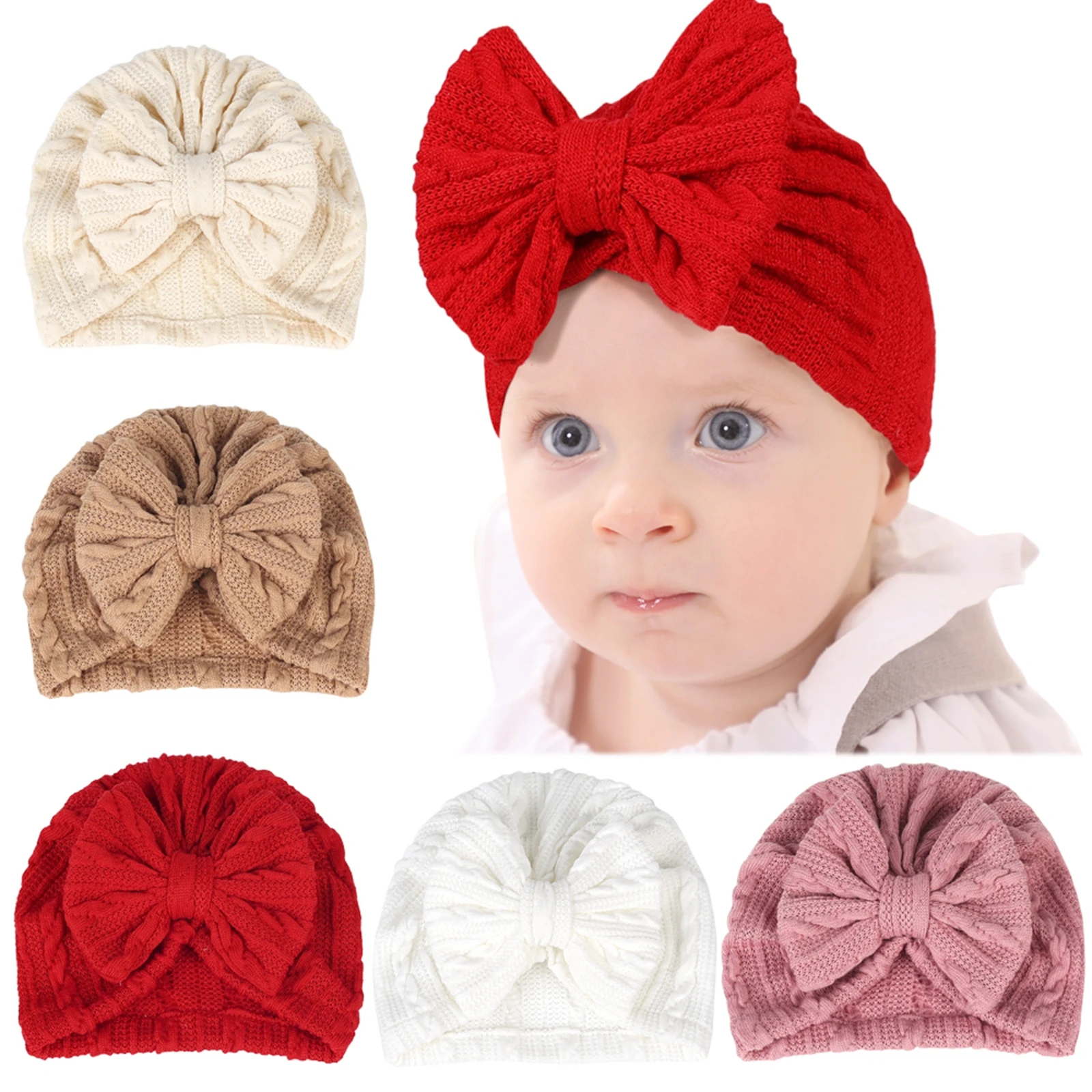

Newborn Baby Girls Boys Bow Hat with Solid Color High Elasticit Hats Casual Soft Head Wraps Turban Caps Accessory Kids Headwear