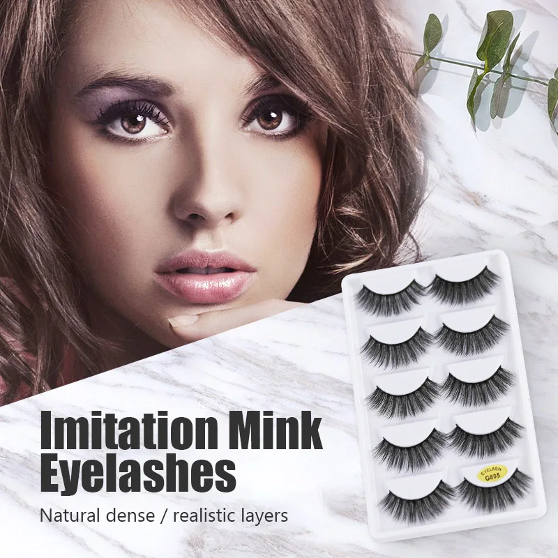 

5Pairs False Eyelashes Natural Long Eyelashes European and American Simulation Thick Eyelashes Reusable Ladies Makeup Tools