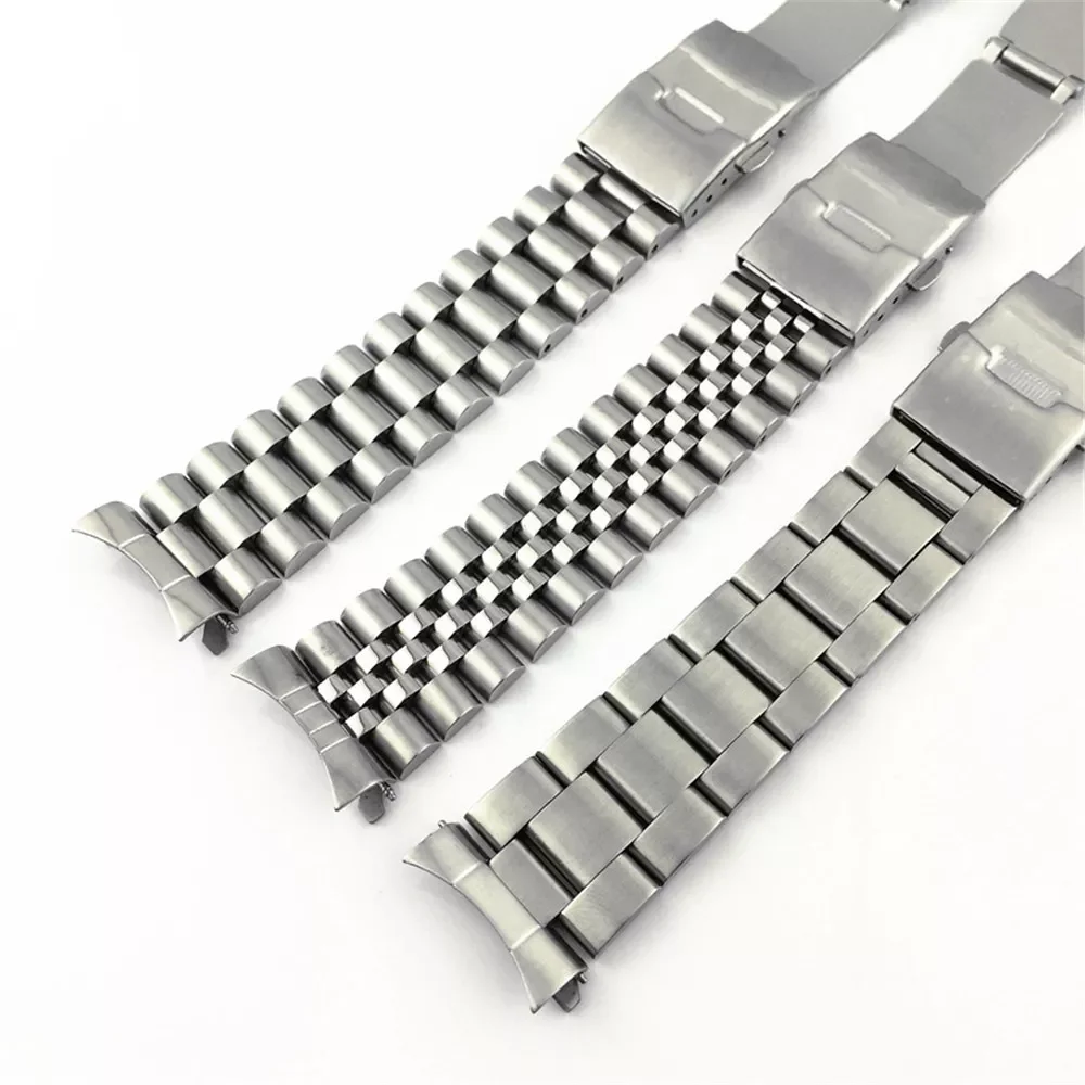 20mm 22mm Stainless Steel Watchband Men Women Solid Curved End Metal Wrist Bracelet Band Accessories for Seiko Watch Strap logo
