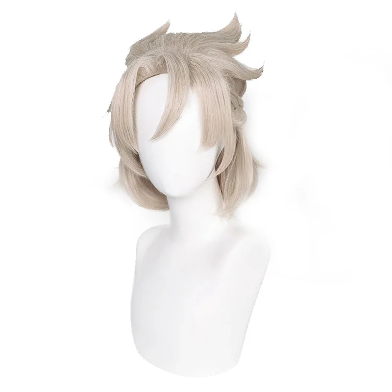 

Парик для косплея альбедо из игры Genshin Impact, искусственные волосы из льняного льна, термостойкие синтетические фотореквизиты