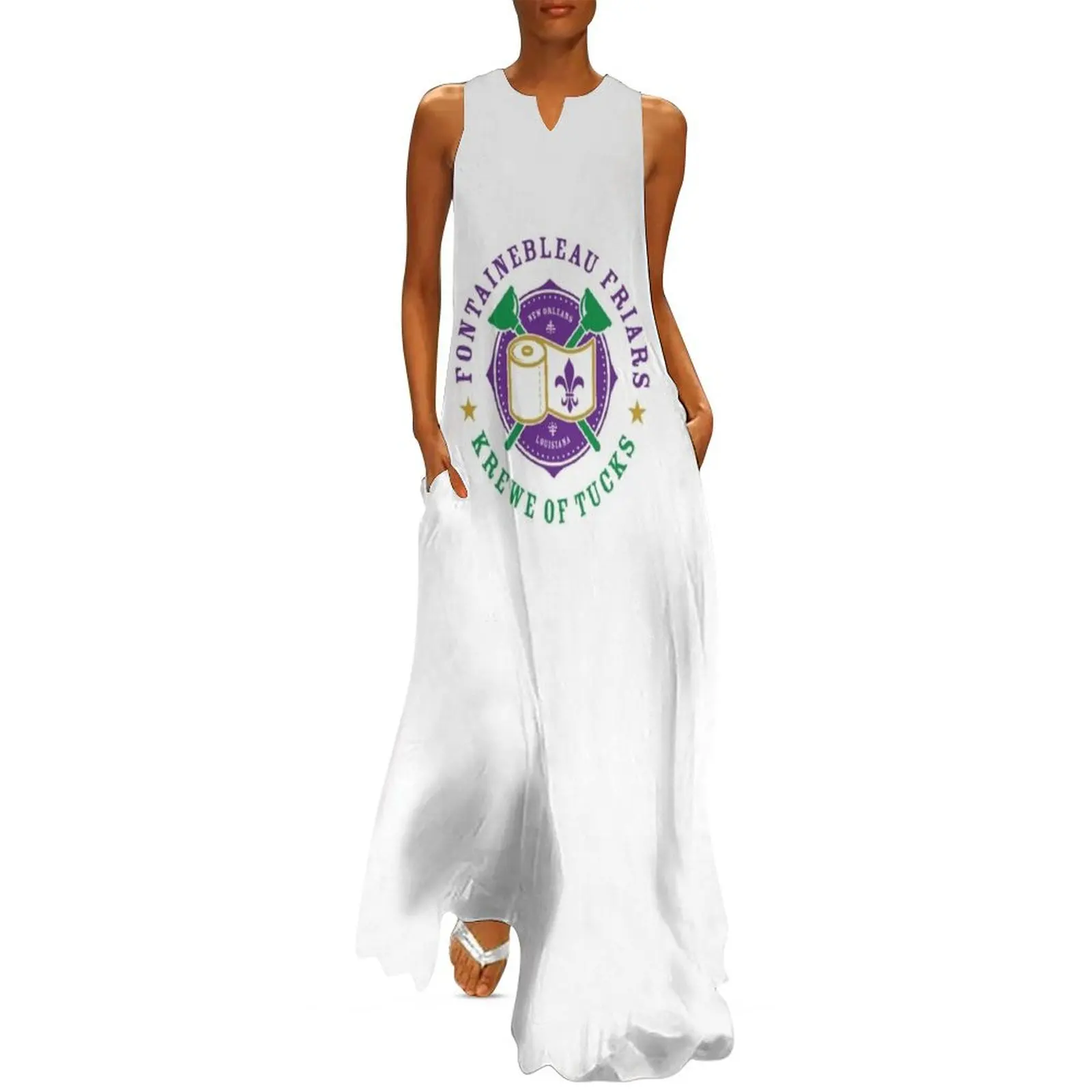 FF Krewe of Tucks - 3-цветное длинное платье с логотипом вечерние платья женские женское