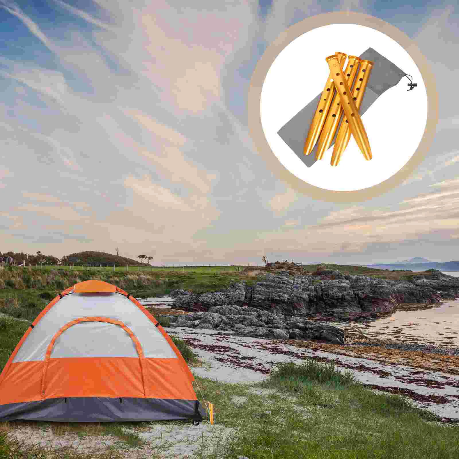 

4Pcs Tent Ground Pegs Metal Tent Stakes Heavy Duty Tent Pegs Tent Stake for Tent Camping
