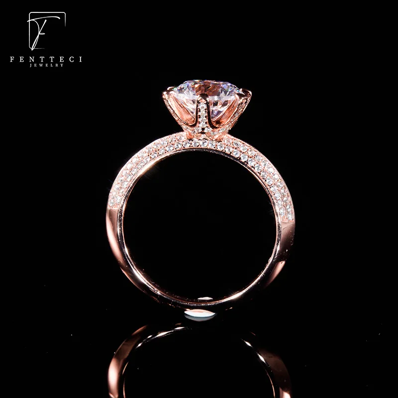 FENTTECI Platinum D Color Moissanite Ring 1/2/3 Carat Pt950 Luxury Fine Jewelry Proposal Engagement Wedding Ring for Women Gift