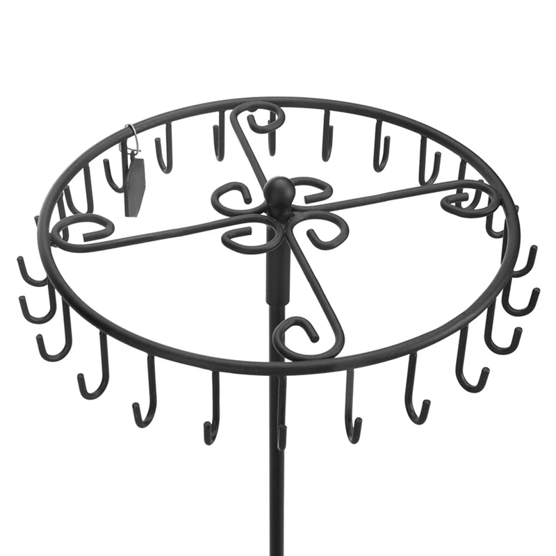 13.3 Inch Black Metal Rotating Jewelry Stand Organizer For Necklaces And Bracelets