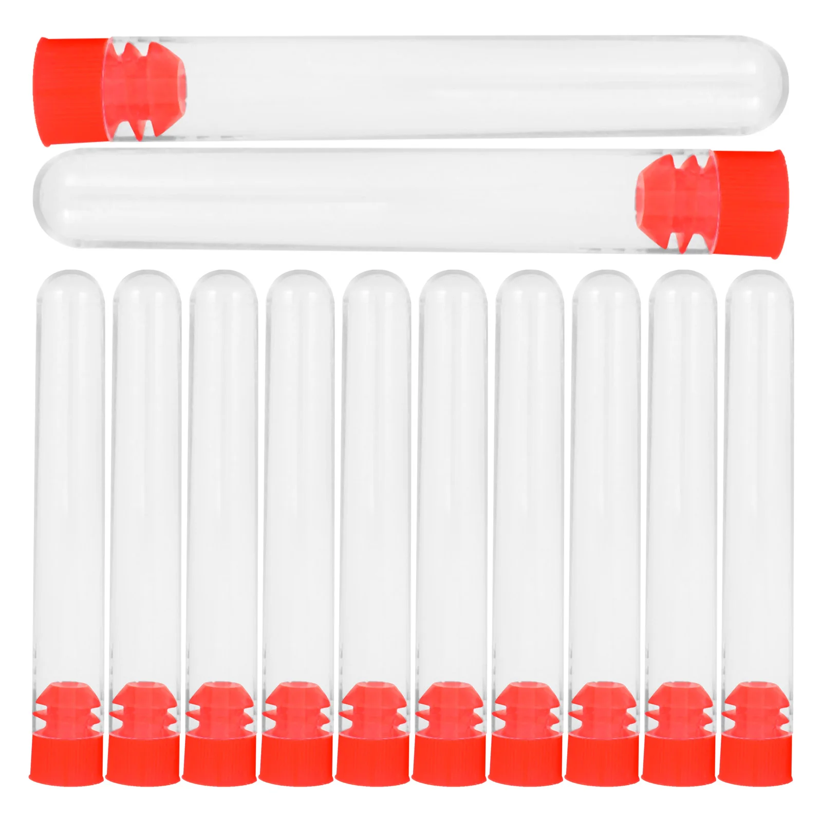 

12 Pcs/Pack 16x150mm Plastic Clear Test Tube with Stopper for Scientific Experiments Party Candy Storage with Stopper (Random