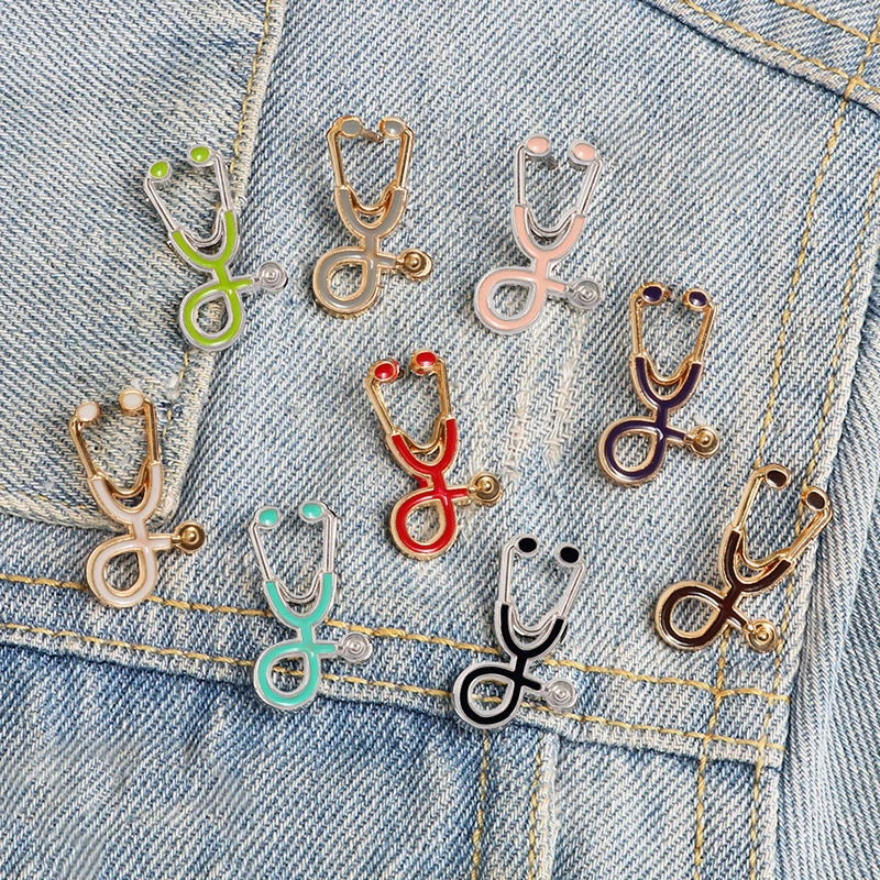 

Nurse Pins Medical brooches for women Fashion Colorful Metal Stethoscope Enamel Jewelry Men Jackets Badges Accessories hijab Pin