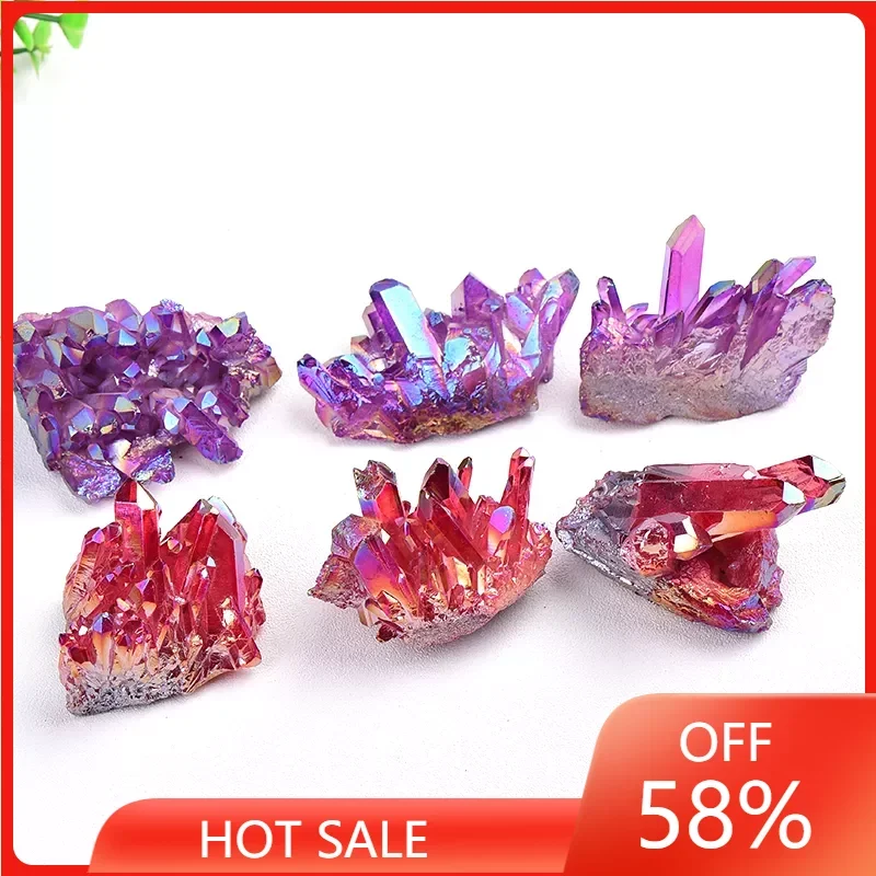 

1PC 100% Natural Crystal Quartz Electroplated Colourful Column Reiki Mineral Ore Or Ornaments Aquarium Home Decor Healing Stone