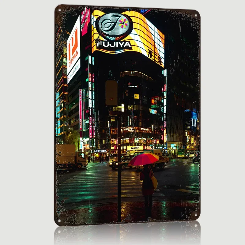 Фото Плакат Ginza Crossing, индивидуальные винтажные металлические вывески, настенное искусство, ретро-пластиковая табличка для декора, аксессуары для домашнего декора, товары для дома №1