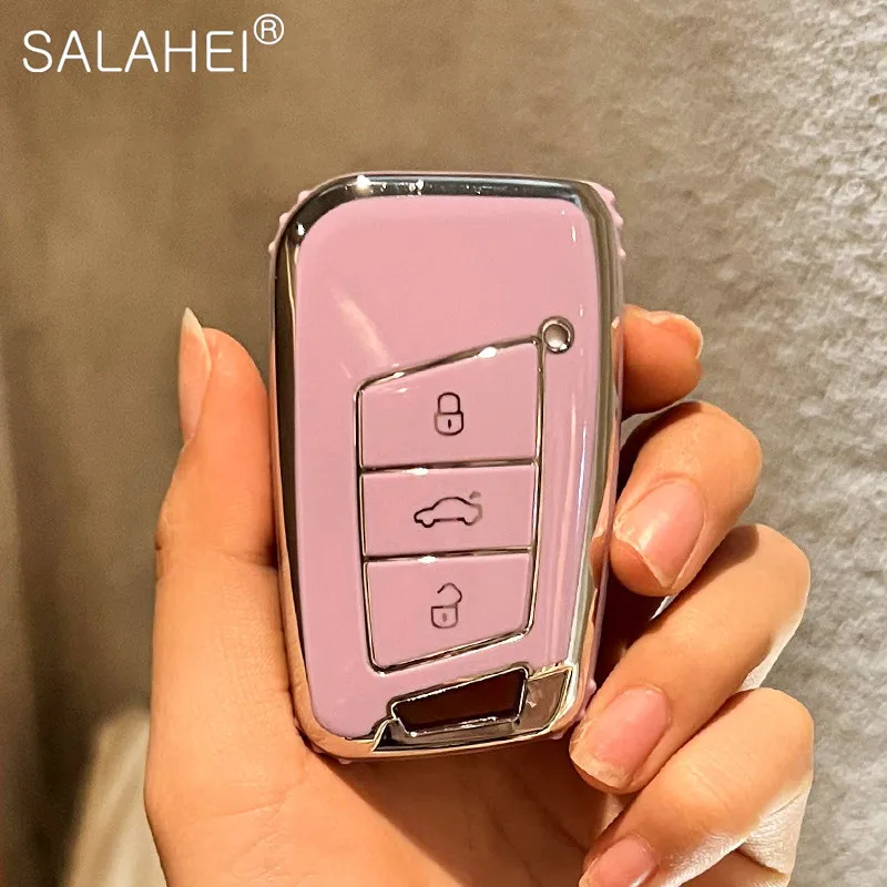 Чехол для автомобильного ключа из ТПУ с 3 кнопками, защитный чехол для Volkswagen VW Magotan Passat B8 Golf, Skoda Superb A7, аксессуары Чехол для автомобильного ключа из ТПУ с 3 кнопками, защитный чехол для Volkswagen VW Magotan Passat B8 Golf, Skoda Superb A7, аксессуары