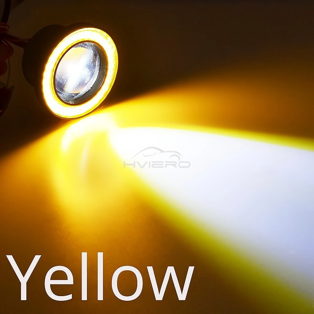 

Комплект из 2 светодиодных COB-фар (89/76/64 мм) 12 В постоянного тока, яркие водонепроницаемые противотуманные фары Angel Eyes, дневные ходовые огни (DRL) и указатели поворота