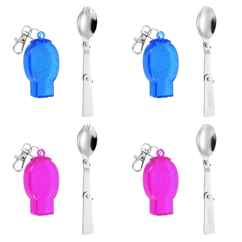 Camping Spoon Fork with Rotary Folding Handle Outdoor Ultral