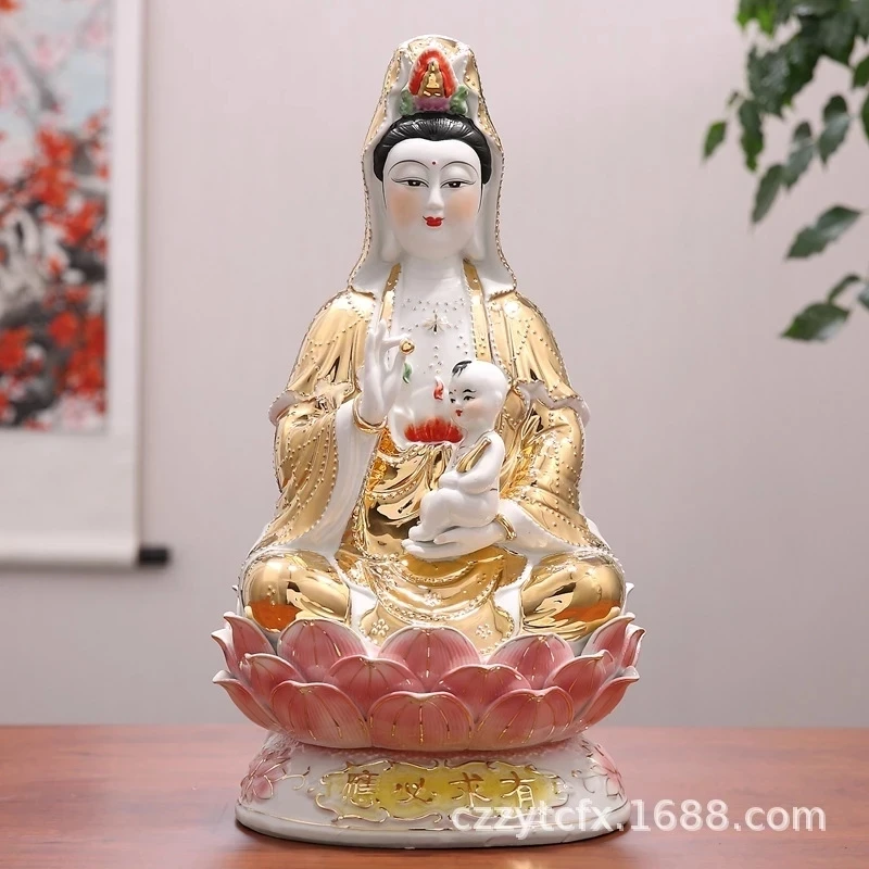 12-дюймовый Золотой корпус из десяти тысяч жемчужин для отправки сына Гуаньинь