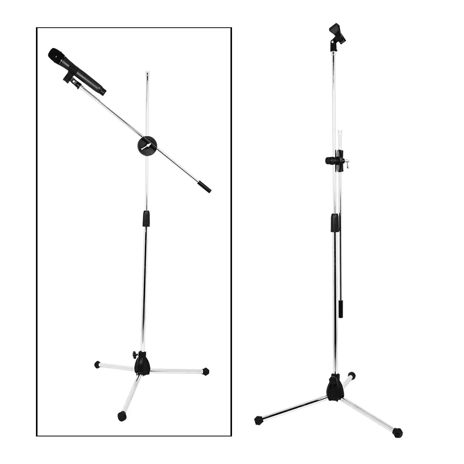 Professional Telescopic Microphone Stand Stage Mic Tripod Holder with 2 Mic Clip