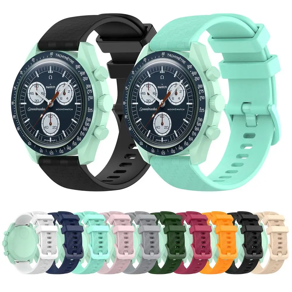 

Silicone Strap Replacement Watchband Carbon Fiber Pattern Wrist Bracelet Accessories Compatible For Omega X Swatch
