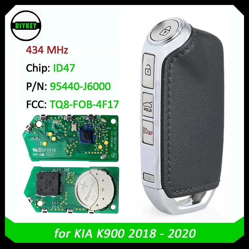 

DIYKEY Keyless Go 95440-J6000 Smart Remote Key 4 Button 434MHz ID47 Chip for KIA K900 2018 2019 2020 FCCID: TQ8-FOB-4F17