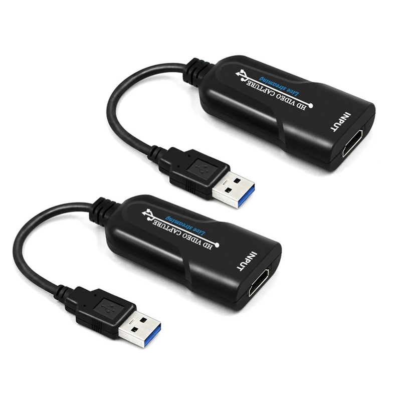

2 шт., карта захвата USB 2,0, карта захвата видео, совместимая с HDMI, видеорегистратор 1080P для захвата четкости