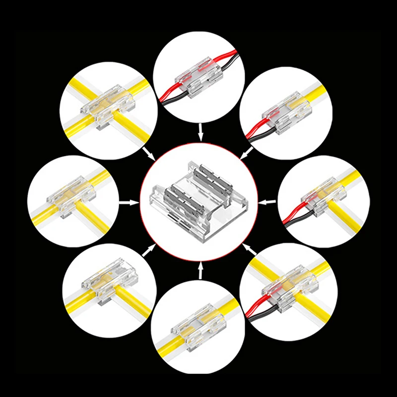 Прозрачные светодиодные разъемы SMD/COB без сварки 5 мм 8 10 2 контакта для WS2811 WS2812B WS2815