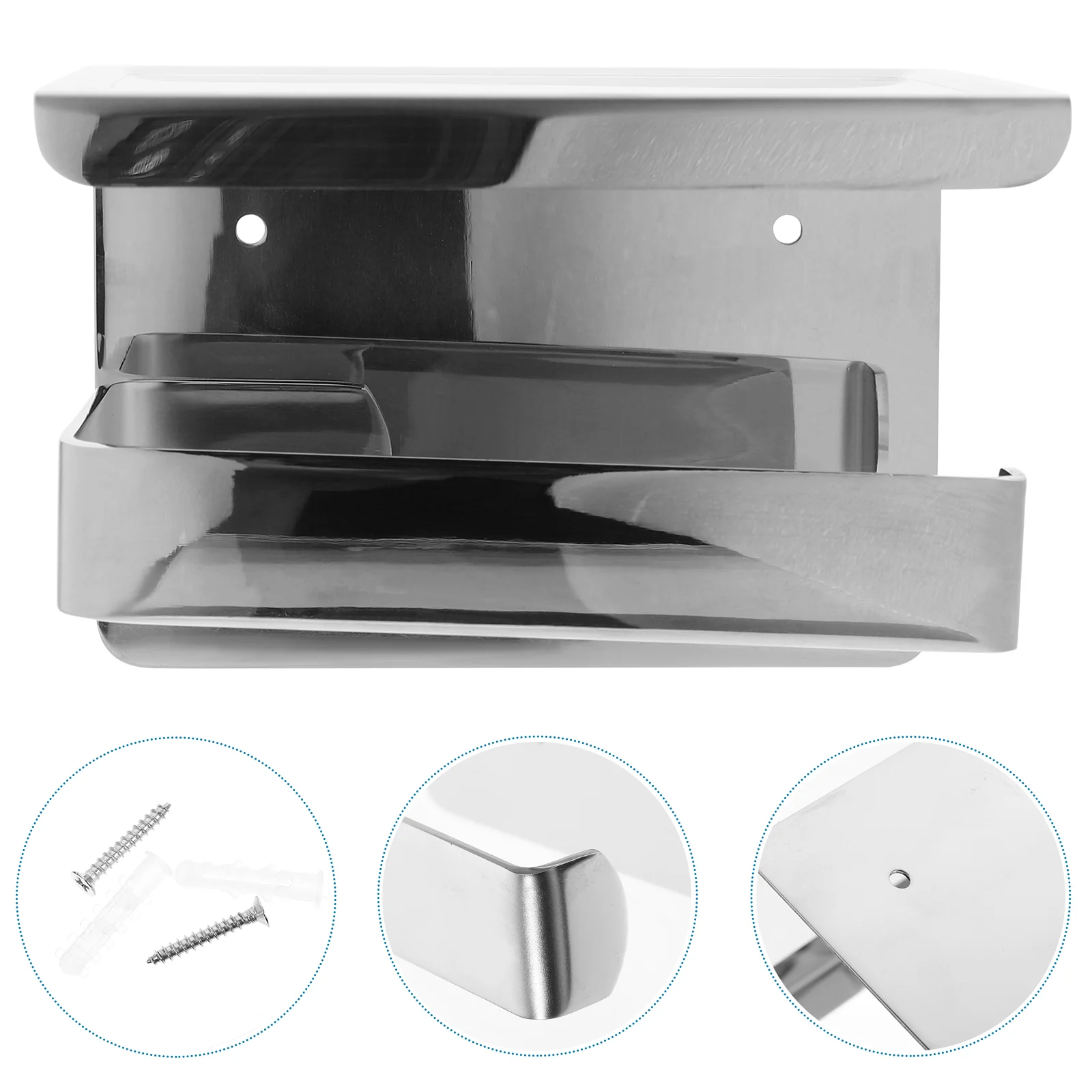

Holder Toilet Paper Roll Shelfwall Tissue Self Adhesivemounted Mount Storage Bathroom