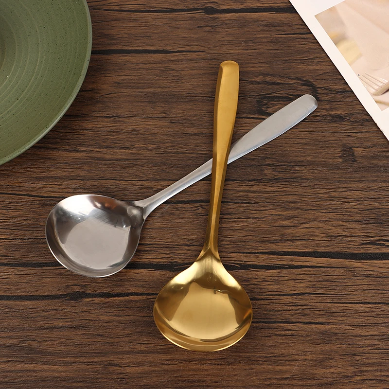 Корейская утолщенная ложка для супа из нержавеющей стали большая с длинной
