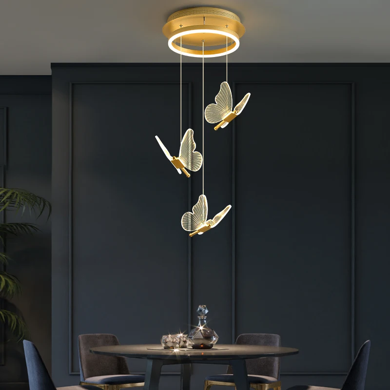 

Deyidn Modern Butterfly Staircase Chandelier Lighting Acrylic Art LED Duplex For Living Room Dining Bedroom Indoor Fixtures