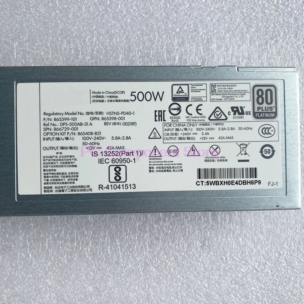 Power Supply For HP G10 500W HSTNS-PD40-1 865399-101 866729-001