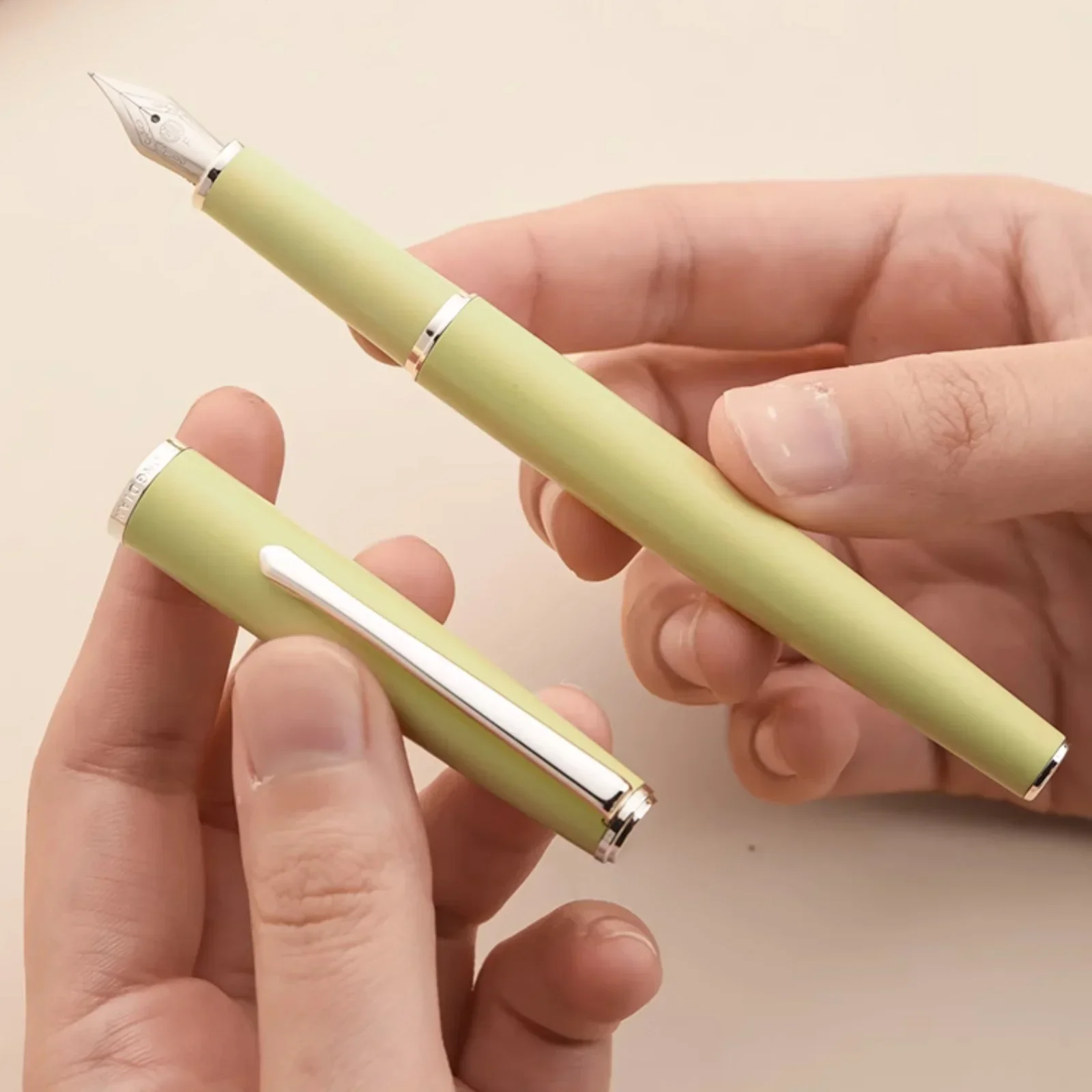 Металлическая перьевая ручка Hongdian 920SS очень тонкое/тонкое перо 0 4/0 5 мм серебряный