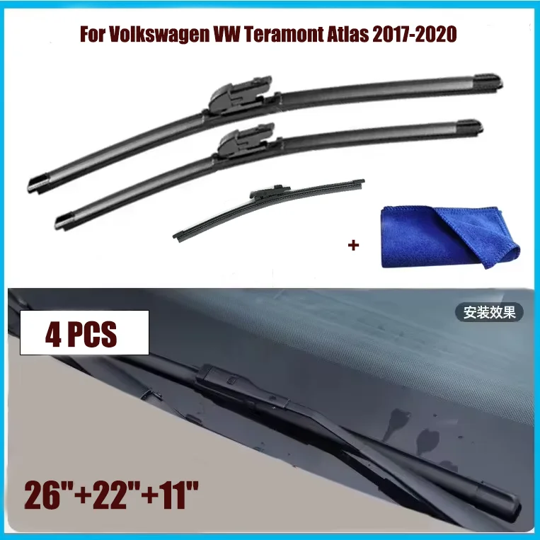 

Для Volkswagen VW Teramont Atlas CA1 2017 2020 передние и задние щетки стеклоочистителя лобовое стекло резак аксессуары 26 "22" 11"