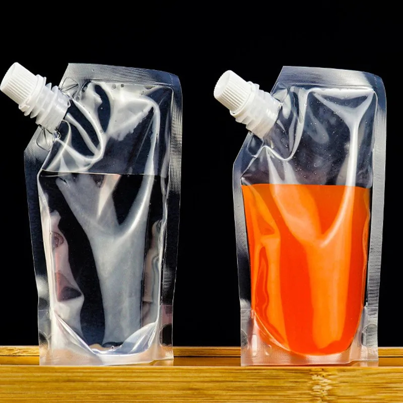 

Standing Plastic Suction Nozzle Bag Milk Juice Beverage Bag Food Water Bag Transparent Doypack