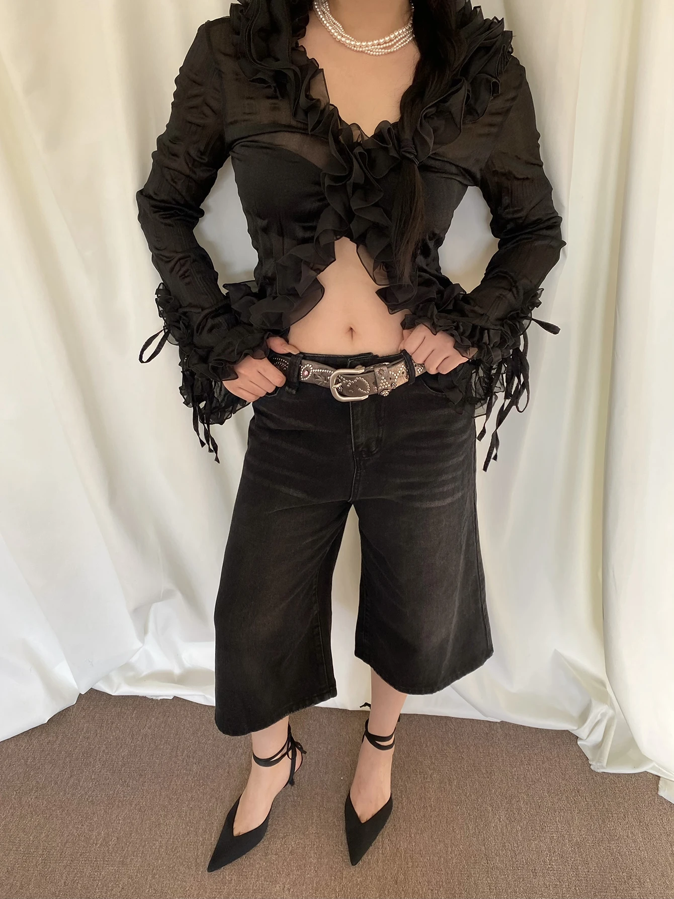 Женские джинсовые шорты REDDACHiC в стиле 90-х с эффектом потертости широкие брюки