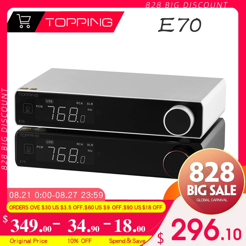 

Усилитель для наушников TOPPING E70 ES9028Pro DAC Bluetooth 5,1 XU316 с поддержкой 32 бит/768 кГц DSD512 RCA XLR выход с дистанционным управлением