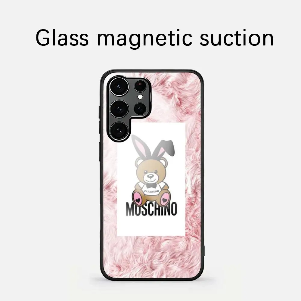 Фото M-Moschino: Стильный роскошный чехол с милым логотипом для Samsung S26 S25 S24 S23 S22 S21 S20 Plus Ultra Note20, стеклянный магнитный чехол №5