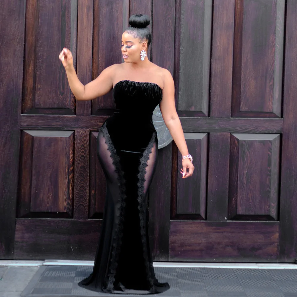 

Платье-Макси женское осенне-зимнее, без бретелек