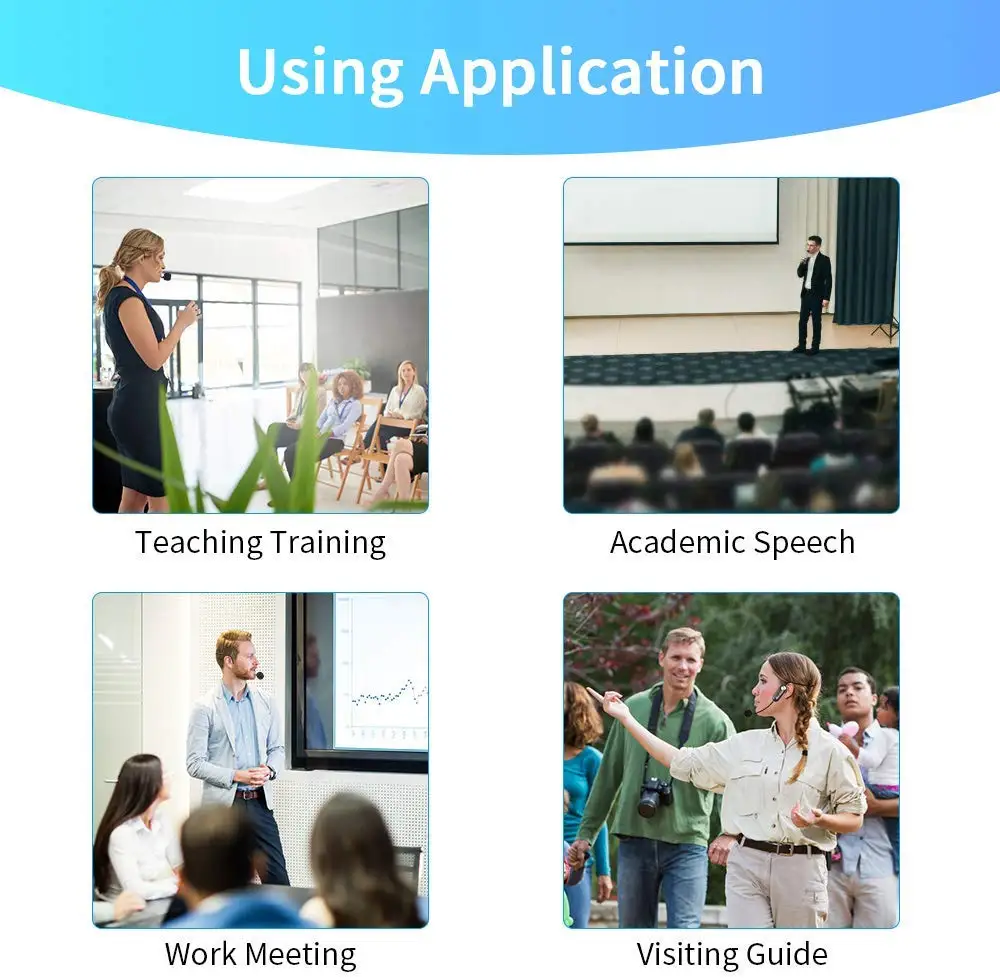 Беспроводная микрофонная гарнитура 50 м УВЧ для голосового усилителя Полученная