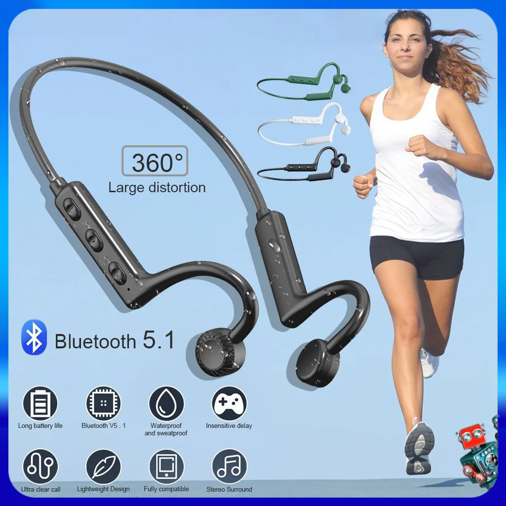 Air Conduction KS19 Wireless Bluetooth Headphones Sport TWS Bluetooth Neckband Headset Hearing Aids Earphones Handsfree With Mic